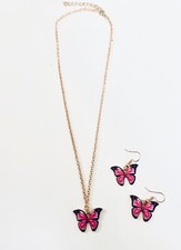 NEW 3pc Fashion Multicolor Butterfly Necklace  Earring Dangle Matching Set