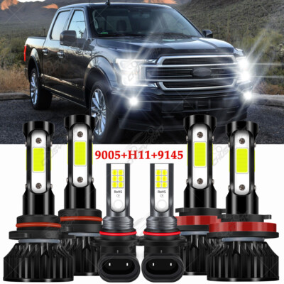 For Ford F 150 2015-2019 Upgrade LED Headlights Hi Low Fog Light Bulbs 6000K pkg