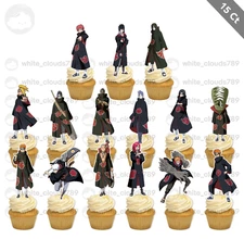 15 Naruto Cupcake Topper Akatsuki Members Food Pick Favor Party