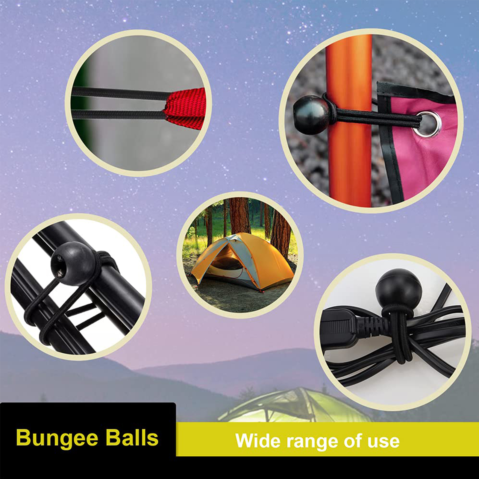 10pcs Black Ball Bungee Bungie Cord Heavy Duty Canopy Tarp Tie Downs Straps eBay