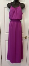 Gianni Bini Fuchsia Dress Floor Length Maxi Sheer High Neckline Lined Size S