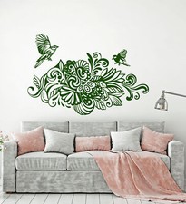 Vinyl Wall Decal Abstract Birds Flowers Garden Nature Stickers 2221ig