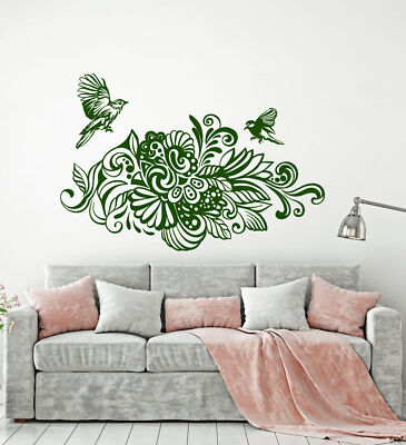 Vinyl Wall Decal Abstract Birds Flowers Garden Nature Stickers (2221ig ...