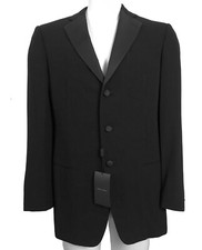 NEW Giorgio Armani Black Label Tuxedo Jacket US 38 e 48 Black Wool Crepe