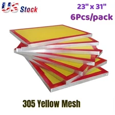 6pcs 23" x 31" Aluminum Screen Printing Screens With 305 Yellow Mesh Count USA