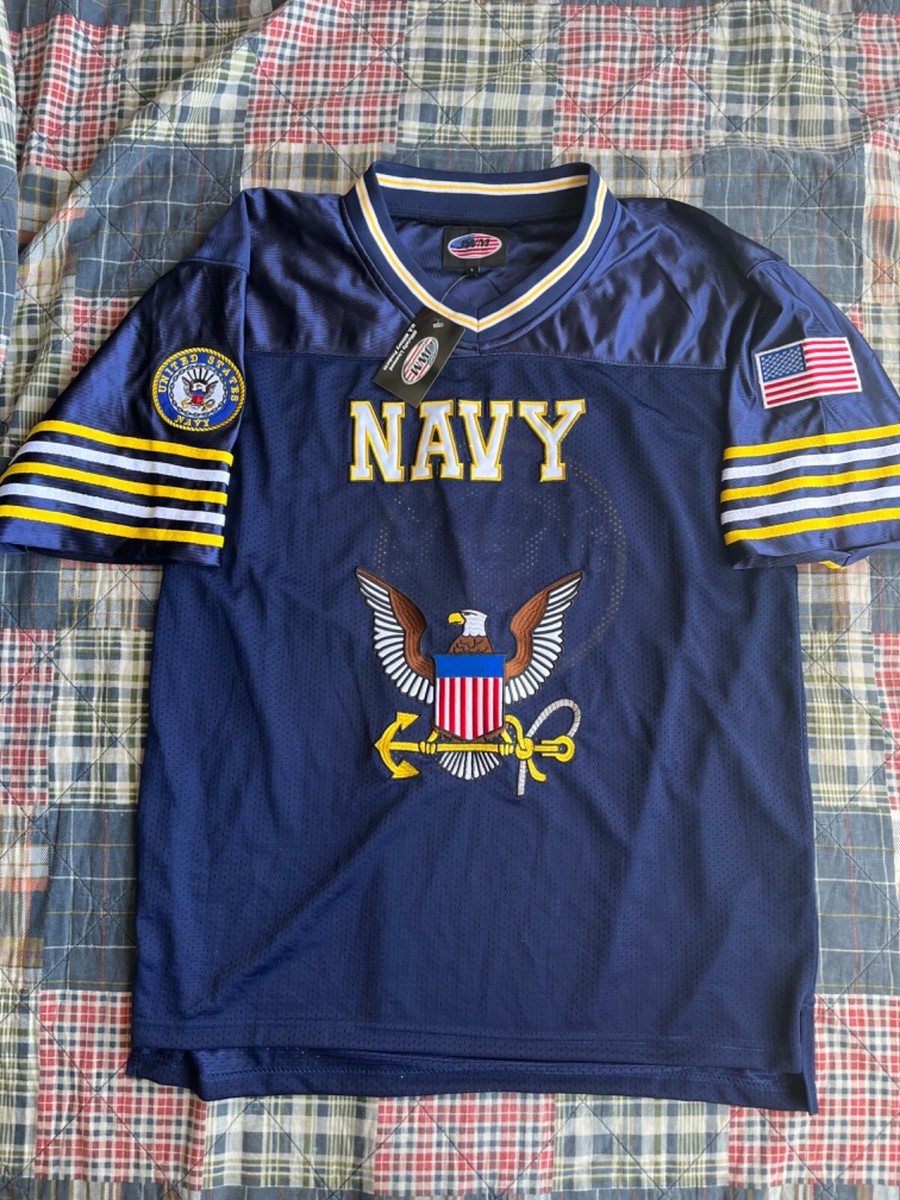 NEW JWM WHOLESALE Official U.S. Navy Jersey Size LARGE SEWN LOGOS