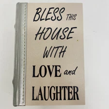 Wood Book Box Hidden Jewelry Secret Fake Bless The House With Love And Laughter