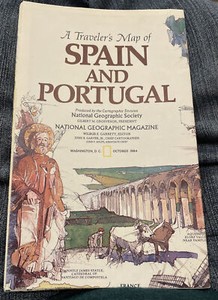 National Geographic Society A Traveler's Map Of SPAIN  PORTUGAL 1984 Insert ONLY