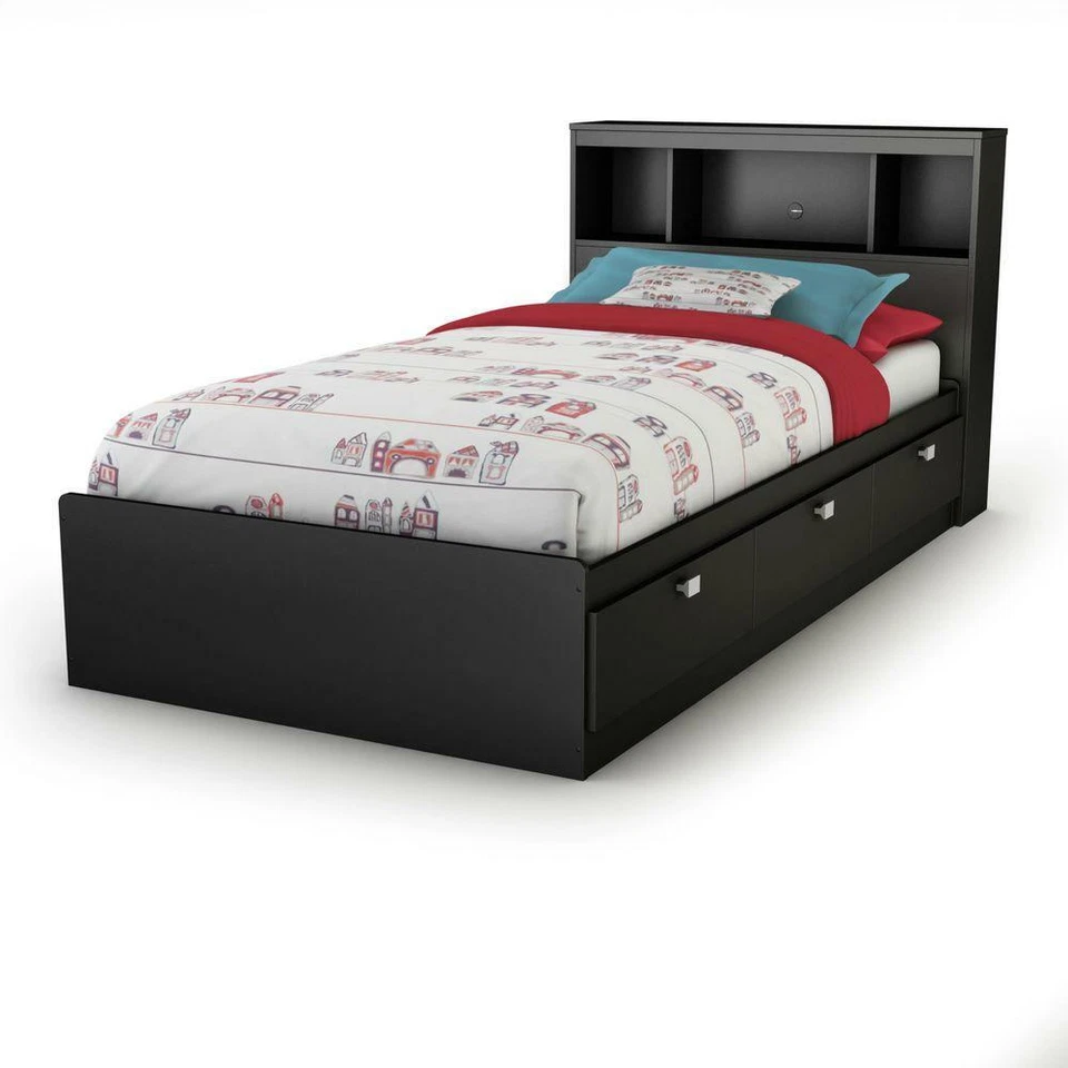 Spark Twin-Size Bookcase Headboard Pure Black Natural - Image 4 of 4