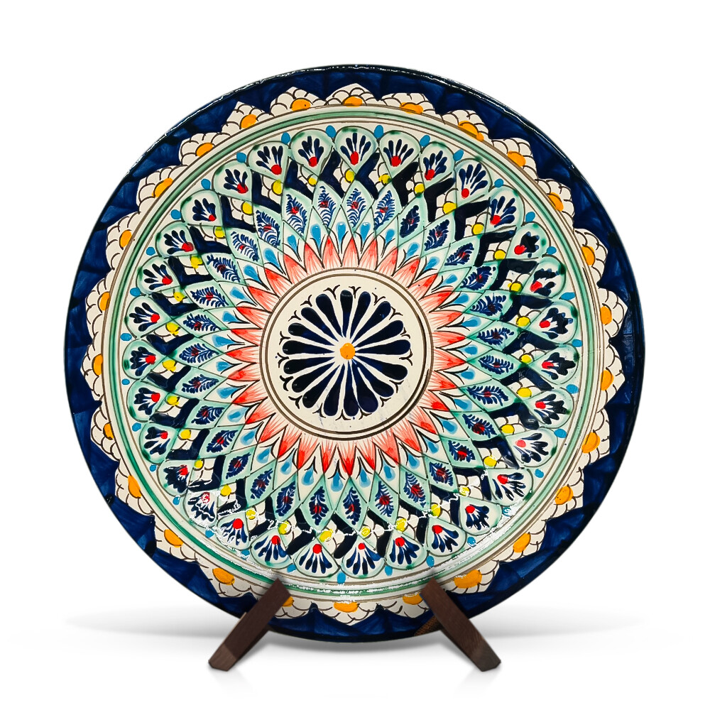 Ø 27 cm Mechrob Usbekischer Lagan M2 Rischtan Keramik Teller Schale Лаган Казан