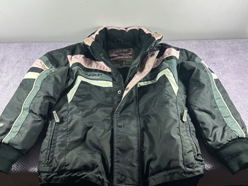 Juniors/Girls Choko 400 Powersports Snowmobile Jacket Size 8 Black w Pink/Grey