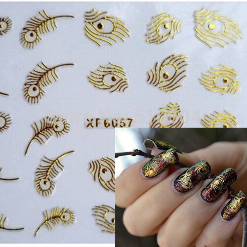 Amazon.com: Peacock Feather Water Nail Art Transfers Stickers Decals - Set  of 22 - A1108 : Beauty & Personal Care