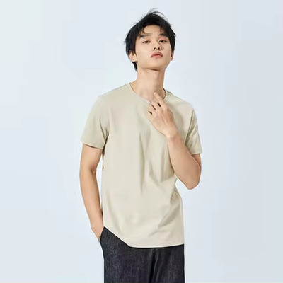 Summer Cotton T Shirts Men 2025 Simple O Neck Stretch Solid New Tops Clothing Ca