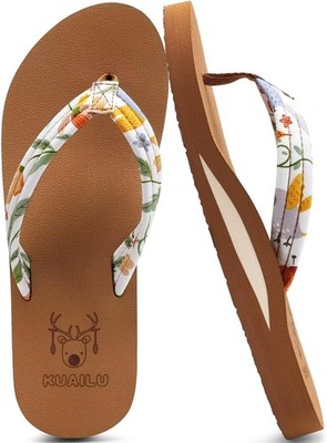 KuaiLu Damen-Flip-Flops mit Fußgewölbeunterstützung, bequem, leicht, weich, Yo