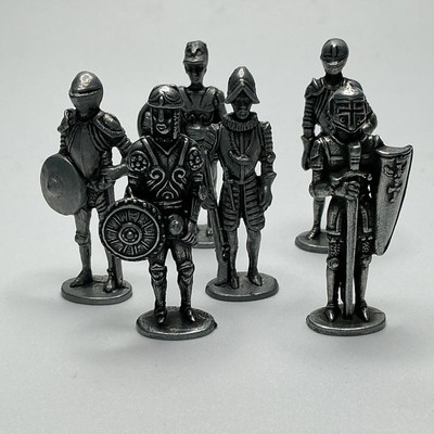 Vintage 70s 80s Kinder Surprise Pewter Medieval Knights - Lot of 6