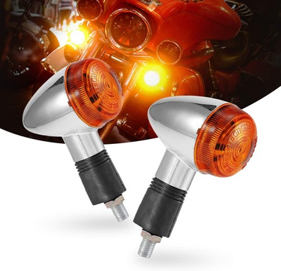 #ad Turn Signals 2pcs Chrome Bullet Front Rear Lights for Motorcycle St Size: 2pcs $15.74