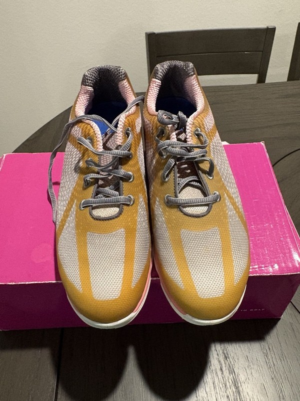 FootJoy Empower Women's Size 9.5 Golf Shoes Gray Yellow Pink Spikeless 98000