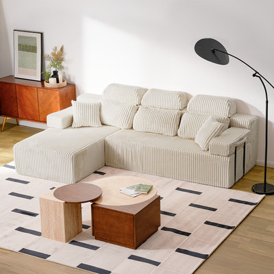 Ecksofa Couch mit Schlaffunktion hoher Rückenlehne L-Form Modulares Sofa 4Sitzer