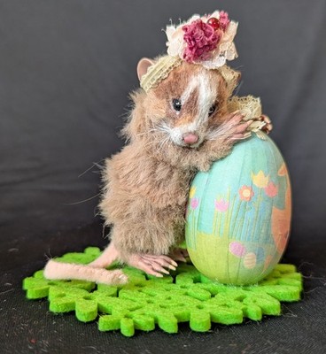 Easter Mouse with Painted Egg Handmade OOAK