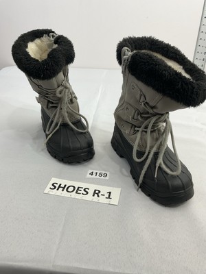 Boys Lilly Snow Boots 12 Gray Lace Up Zip Up Lined 