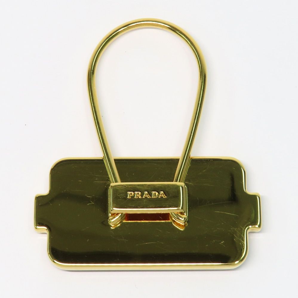 PRADA Key Ring Keychain Bag Charm Robot Leather Black Gold Authentic by JAPAN FS thumbnail 2