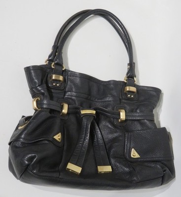 Purse by B. Makowsky Soft Black Leather Brass Hardware Tote 13x4x12