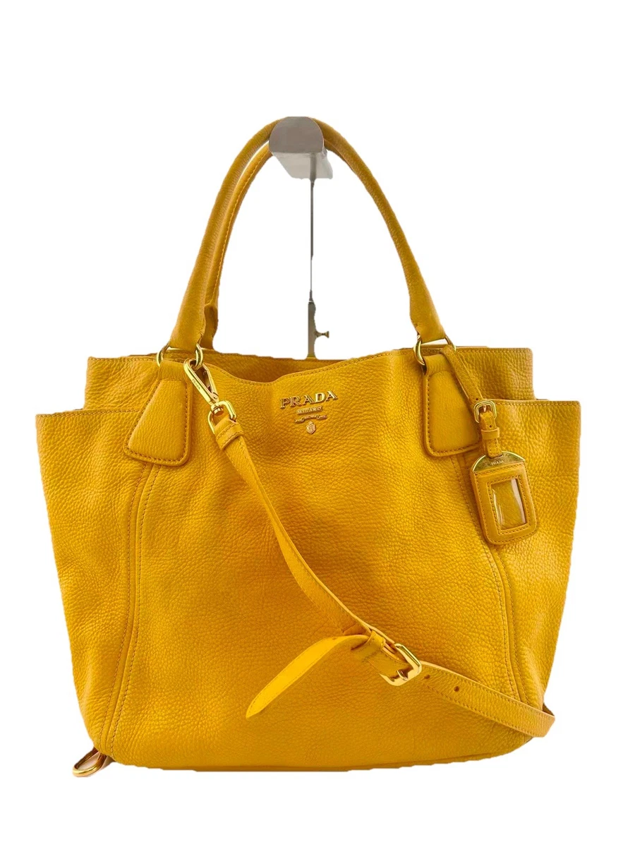 PRADA Leather Exterior Yellow Bags & Handbags for Women for sale