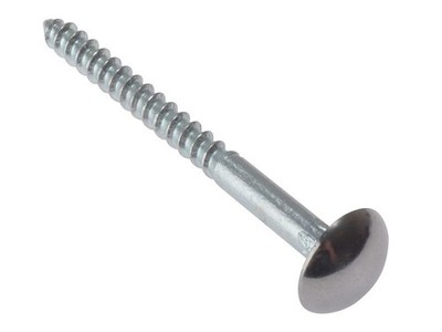 Forgefix - Mirror Screw Chrome Domed Top Slotted CSK ST ZP 1.1/4in x 8 Bag 10