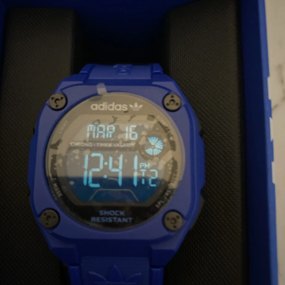 Wristwatch Adidas AOST23061 Digital Resin Blue Chrome City Tech Two RRP £100 - image 4 of 4