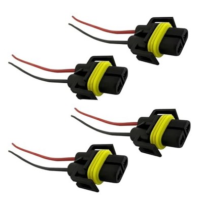 4 PCS H11 H9 H8 880 Socket Wire Harness H8/H9/H11 Female Connector Wires Black