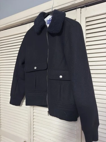 $740 APC New Ben Dark Navy Blue Fleece Collar Jacket WOAPJ-H02761 Mens Medium - product listing photo