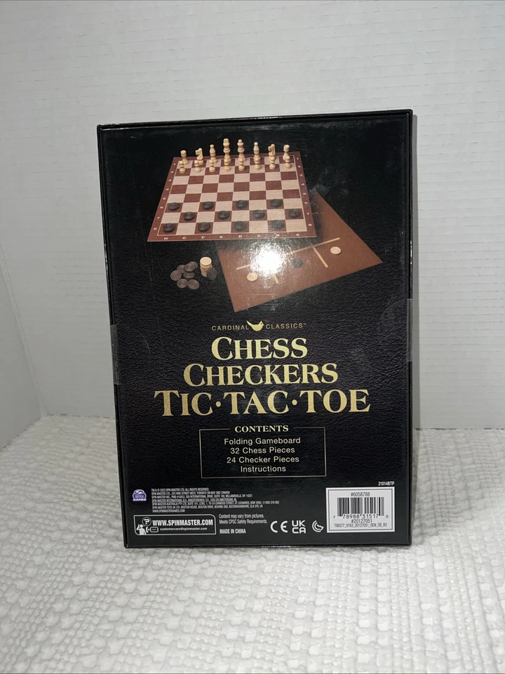 CARDINAL CLASSICS CHESS CHECKERS AND TIC TAC TOE SET DUAL SIDED GAMEBOARD - Image 2 of 4