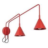 Wandleuchte Stahl Rot 2-Flammig Schalter Schalter E14 T:80 Cm Wandlampe Flur