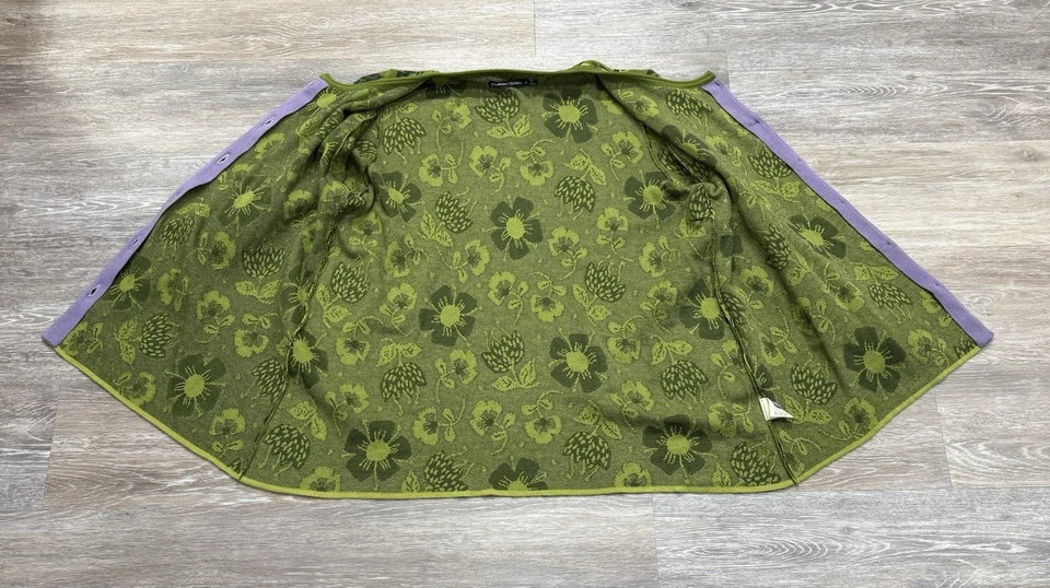 Gudrun Sjoden Green Floral Cardigan Women Sz XL Button Front Organic Cotton - Image 4 of 4