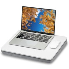 Lap Desk with Pillow Cushion, Portable Laptop Bed Desk, Fits up to Medium White