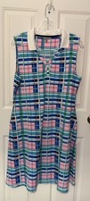 MOVING! Talbots Vibrant Plaid Polo Dress Sleeveless Preppy Golf A-Line Size L