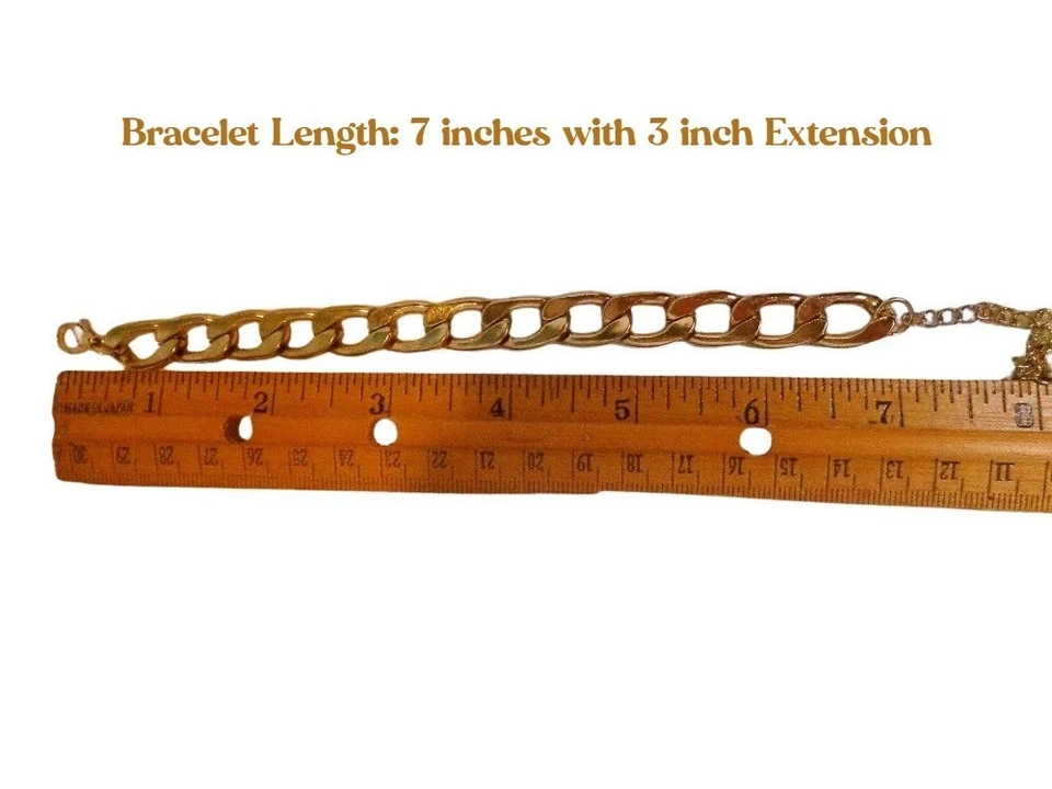 Pulsera de cadena Figaro para mujer dorada - gruesa pulsera de cadena de eslabones dorados gruesos Foto 3 de 3