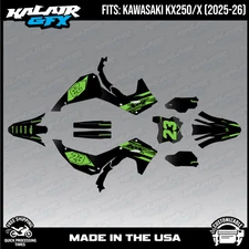 Graphics Kit for Kawasaki KX250 and KX250X (2025-2026) Viper Series-Green Shift