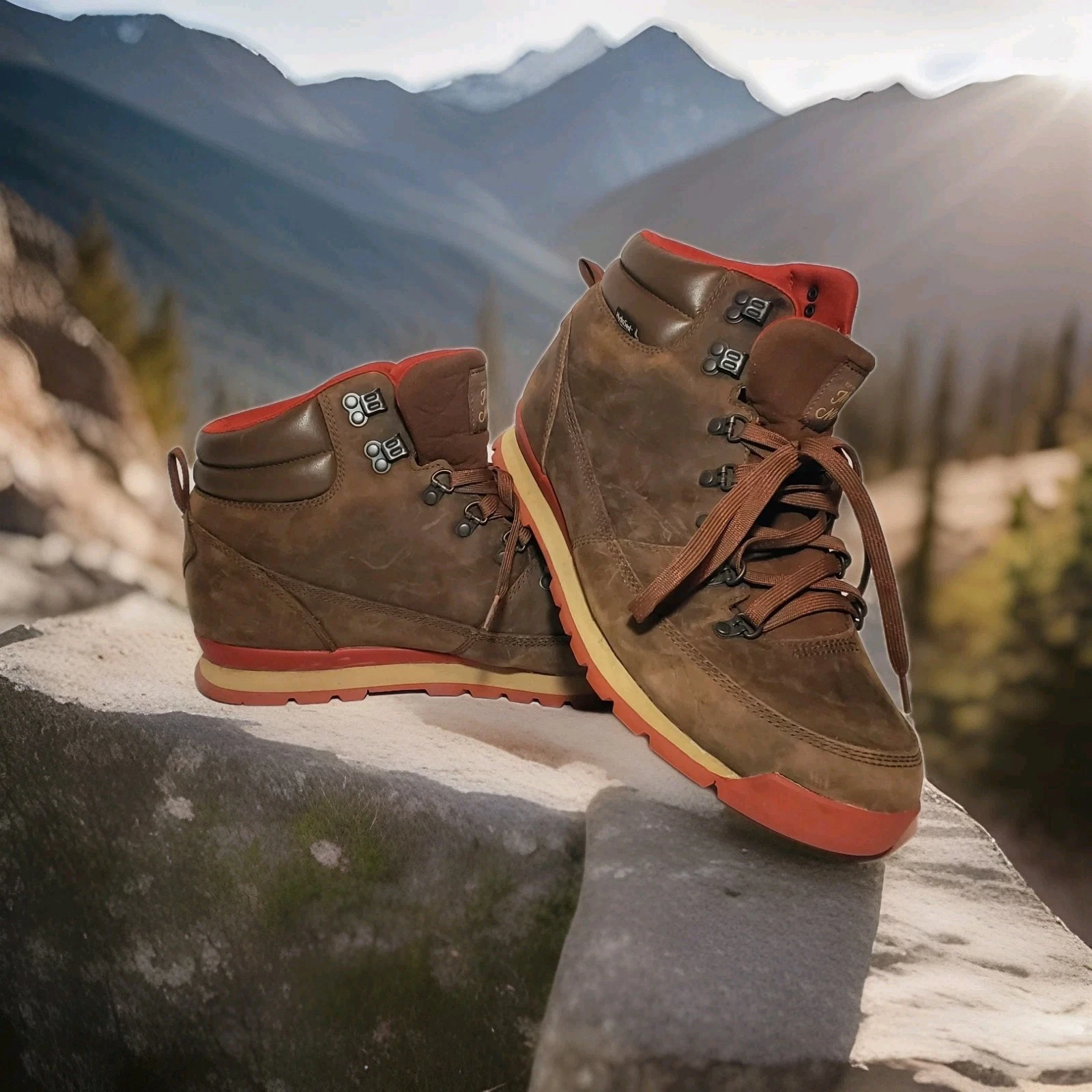 The North Face Men’s Leather Hiking Boots Brown/Red US 13 Rugged Trail