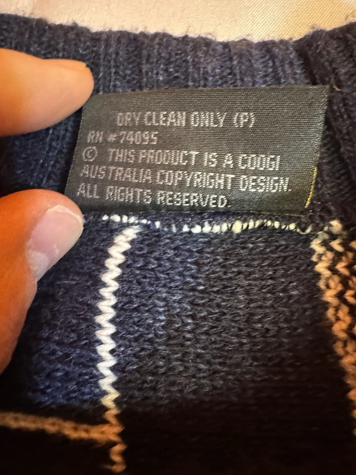 Suéter Tejido 3D Vintage COOGI Australia XXL Azul Marino Blanco Biggie Foto 4 de 4