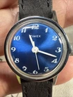 Vintage Timex Blue Dial  Wind-up Analog Men's Watch New Leather Strap Rare 70’s