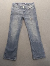 Vigoss Jeans Womens 7 Blue Bootcut Distressed Denim New York Style P2533K