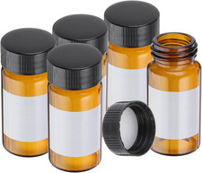 Small Glass Sample Bottles with Lids, 5 Pcs 20ml Amber Glass Vials with Black Sc