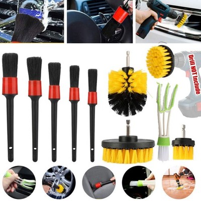 9x Car Brush Kits Buffing Pads Brush Wash Car Detailing Cleaning Kit Accessories