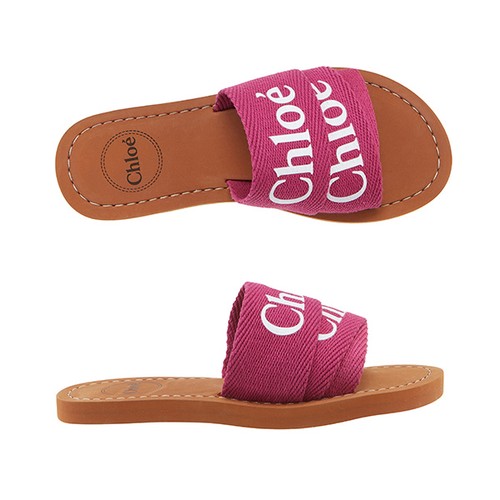 Chloe Woody Logo Flat Mule Kids Slippers Size 31 Pink