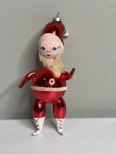 Vtg Soffieria De Carlini Italian Blown Glass Christmas Ornament Santa Italy