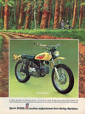  1972 Print Ad of AMF Harley Davidson Sprint SX350 On Off 