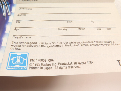 Vintage Transformers G1 1985 STARS Catalog Mail Order Form Insert - Picture 10 of 11