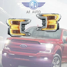 Pair LED Headlights Fits 2017 2018 19 Ford F150 Pickup w/ Sequential Turn Signal