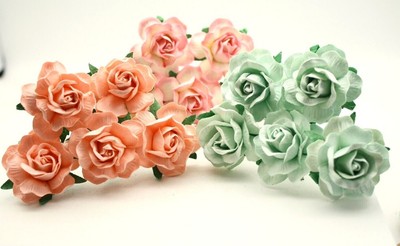 5x Maulbeerpapier Rosen Blumen 4cm groß versch. Farben Kartenbasteln Hochzeit 